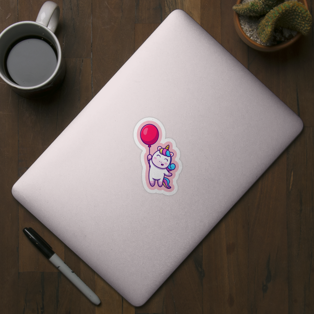 Cute Unicorn with Balloon by info@dopositive.co.uk